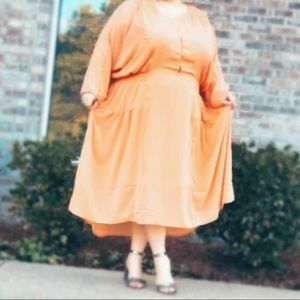 A beautiful peach Spring and summer dress